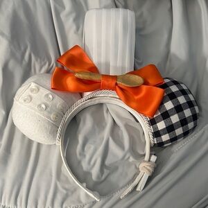 Disney Ratatouille Headband with Black & White Ear orange bow Accents